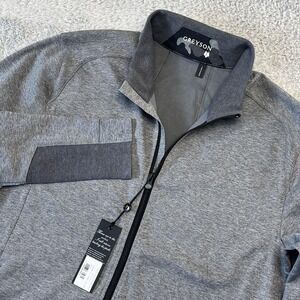 Greyson Sequoia Full Zip Track Jacket Mens Large Gray NWT Golf Pebble Beach Logo